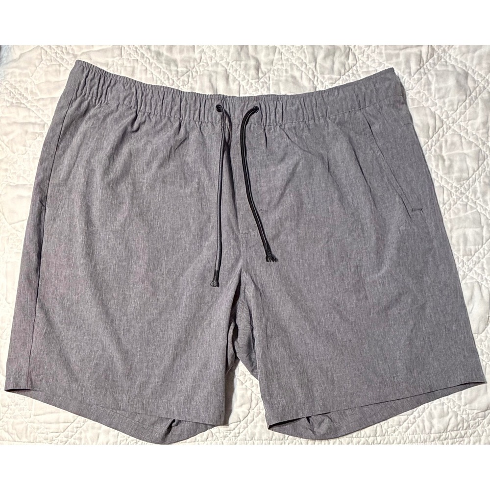 Eddie Bauer Woven Tech Shorts Mens XXL Gray Elastic Waist Drawstring